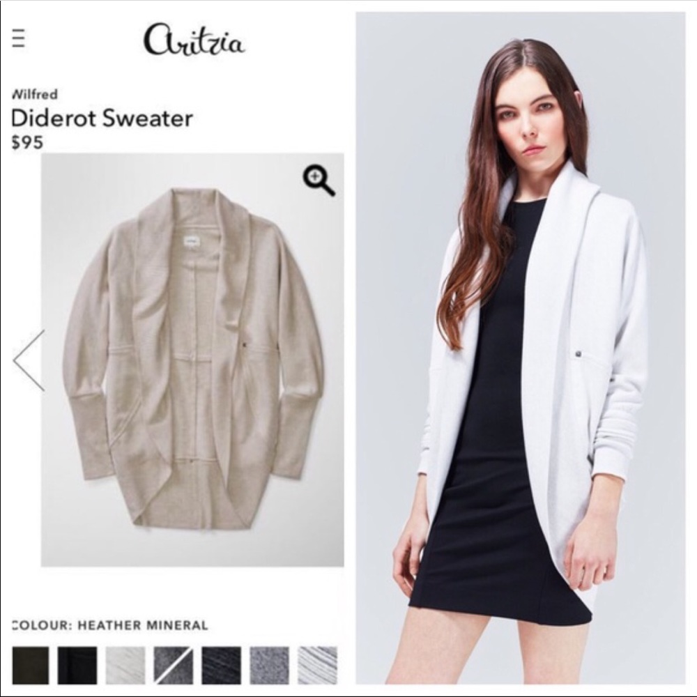 Aritzia Diderot Sweater Cardigan Heather Oatmeal